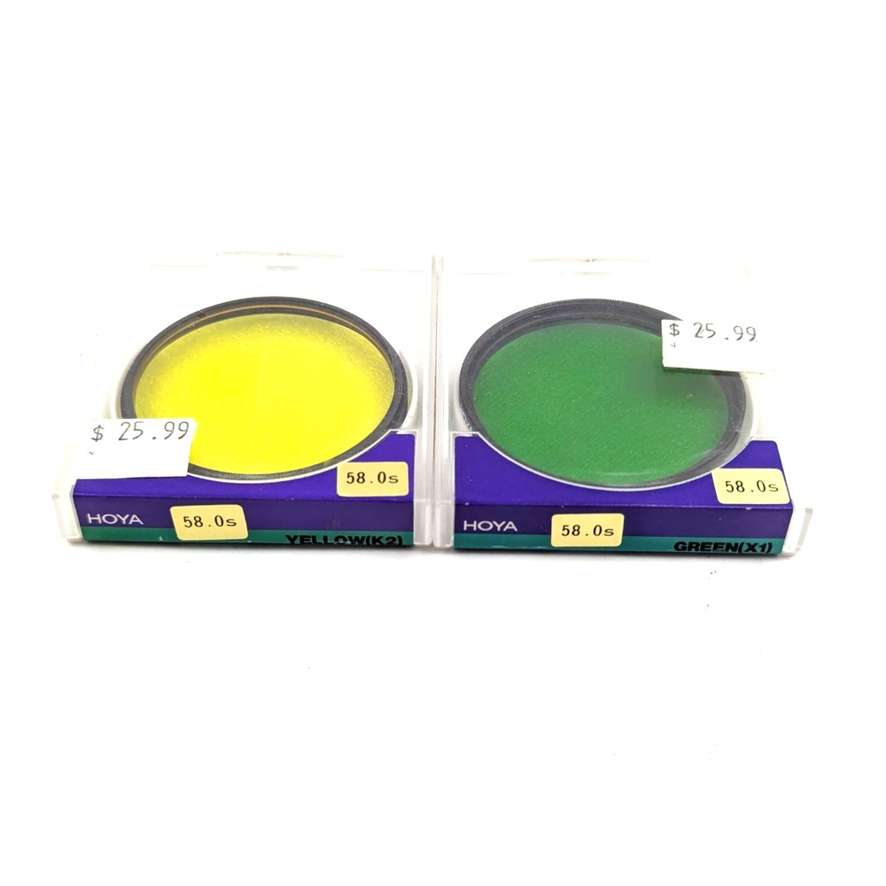 HOYA 58mm Camera Lens Filters Lot Green X1 G408‎ Yellow K2